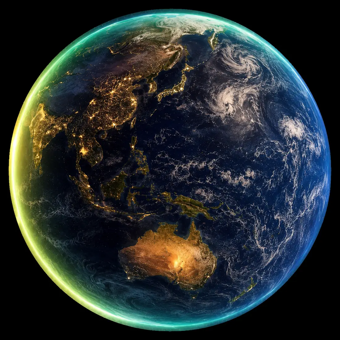 Earth view toward Asia