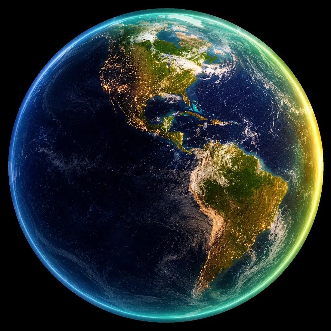 Earth view toward the Americas
